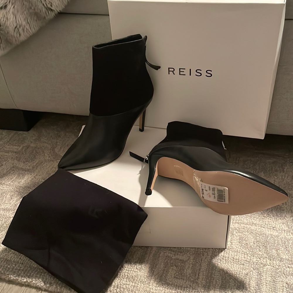 REISS Genda Suede & Leather Booties US SZ 8 NIB